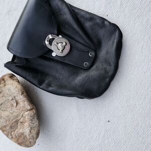 Steam punk Renaissance black leather belt pouch